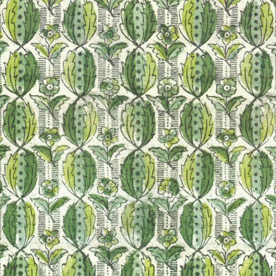 Stamped Green Leaf and Flower Italian Paper ~ Tassotti